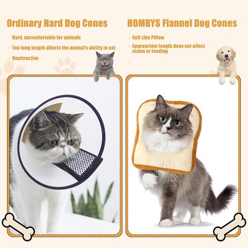 HOMBYS Soft Dog Cone for Dogs and Cats, Cute Toast Shapes for Claming Dog Fluffy, Adjustable Dog Collar Alternative After Surgery, Protective Elizabethan Collar for Dogs Recovery Stop Licking-M in Saudi Arabia