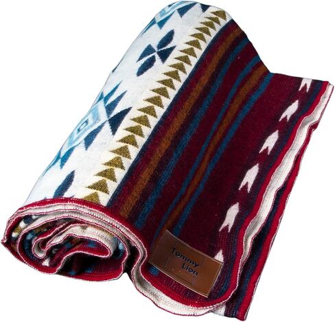 Alpaca Wool Blanket 80x45 inch: Soft, Warm, Hypoallergenic, Unique Designs– Ideal for Camping and Air Travel, Red Tones in Saudi Arabia