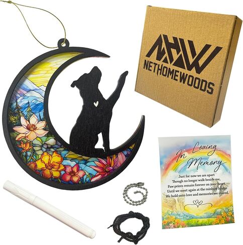 Pitbull Dog Memorial Suncatcher, Personalized Pitbull Memorial with Name Date, Rainbow Bridge Dog Sympathy Card, Dog Passing Away Gift, Loss of Dog Sympathy Gift, Bereavement Gift in Saudi Arabia