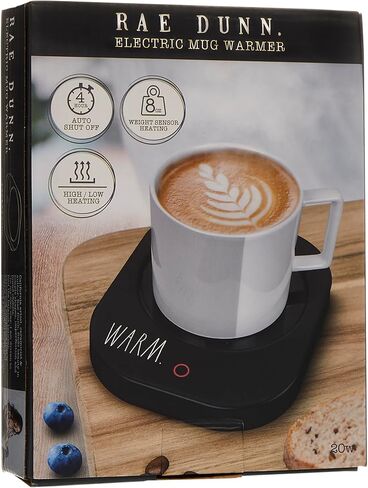 جهاز تسخين الأكواب الكهربائي من Rae Dunn مع مستشعر الوزن، تسخين عالي/منخفض، ومنطقة تسخين من الزجاج المقسى - أسود in Kuwait