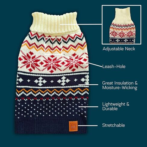 Cozy Dog Sweater for Outdoor Adventures—Breathable & Insulating Knit—Classic Fit—Backpacking Gear for Dogs—Dog Hiking Gear—Dog Camping Gear (Small, Nordic) in Saudi Arabia