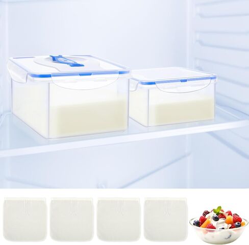 2.5 Gallon Flat Greek Yogurt Strainer Set Greek Yogurt Maker Greek Yogurt Maker with Fine Mesh Bag for Greek Yogurt, Soybean Milk, Kefir, Berries, Soup, Fruit Juice, Coffee in Kuwait