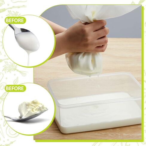 2.5 Gallon Flat Greek Yogurt Strainer Set Greek Yogurt Maker Greek Yogurt Maker with Fine Mesh Bag for Greek Yogurt, Soybean Milk, Kefir, Berries, Soup, Fruit Juice, Coffee in Kuwait