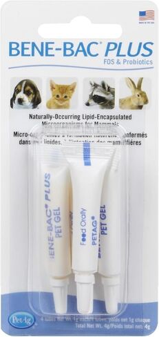 Pet-Ag Bene-Bac Plus Pet Gel - 15 g Syringe - FOS & Probiotics for Dogs, Cats, Exotic & Wildlife Mammals in Kuwait