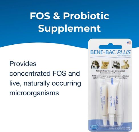 Pet-Ag Bene-Bac Plus Pet Gel - 15 g Syringe - FOS & Probiotics for Dogs, Cats, Exotic & Wildlife Mammals in Kuwait