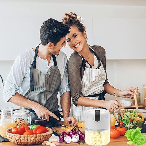 مفرمة ثوم كهربائية صغيرة، محضر طعام، مفرمة ثوم لاسلكية محمولة، مفرمة لحم مع شحن USB للخضروات والفلفل الحار والفواكه والزنجبيل وأغذية الأطفال والتوابل 250 مل (أبيض) in Kuwait