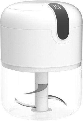 مفرمة ثوم كهربائية صغيرة، محضر طعام، مفرمة ثوم لاسلكية محمولة، مفرمة لحم مع شحن USB للخضروات والفلفل الحار والفواكه والزنجبيل وأغذية الأطفال والتوابل 250 مل (أبيض) in Kuwait