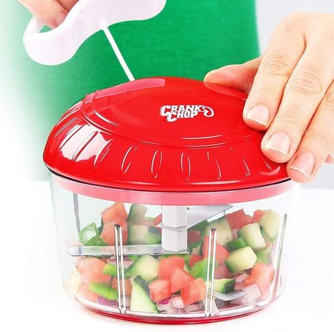 Food Chopper and Processor - Chop Dice Puree Vegetables Onions Tomatoes Garlic Meats and Nuts in Just Seconds for Delicious Meals - Perfect for Homemade Salsa (X-Large Crank Chop) in Saudi Arabia