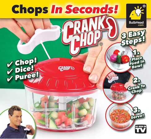 Food Chopper and Processor - Chop Dice Puree Vegetables Onions Tomatoes Garlic Meats and Nuts in Just Seconds for Delicious Meals - Perfect for Homemade Salsa (X-Large Crank Chop) in Saudi Arabia