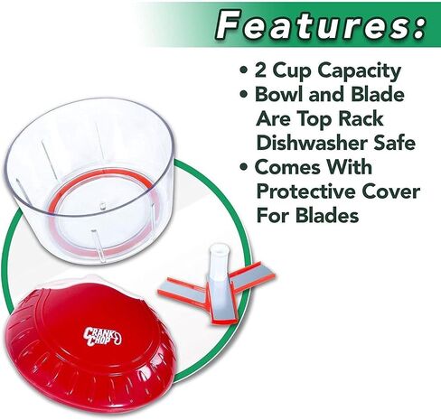 Food Chopper and Processor - Chop Dice Puree Vegetables Onions Tomatoes Garlic Meats and Nuts in Just Seconds for Delicious Meals - Perfect for Homemade Salsa (X-Large Crank Chop) in Saudi Arabia