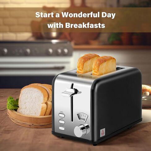 YSSOA 2-Slice Toaster, 5 Browning Setting and 3 Function: Bagel/Defrost/Cancel, Toaster with Extra Wide Slot & Removable Crumb Tray, Black in Saudi Arabia
