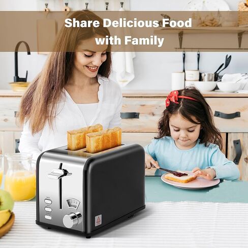 YSSOA 2-Slice Toaster, 5 Browning Setting and 3 Function: Bagel/Defrost/Cancel, Toaster with Extra Wide Slot & Removable Crumb Tray, Black in Saudi Arabia