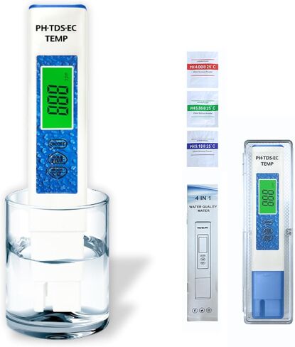 4-in-1 Water Quality Tester - Advanced TDS, PH, Temp, EC Meter - High-Precision Chip & Algorithm for Fast & Accurate Measurements - Ideal for Drinking, Tap, Well, Pool, Aquarium, RO/DI, Hydroponics in Saudi Arabia