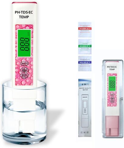 4-in-1 Water Quality Tester - Advanced TDS, PH, Temp, EC Meter - High-Precision Chip & Algorithm for Fast & Accurate Measurements - Ideal for Drinking, Tap, Well, Pool, Aquarium, RO/DI, Hydroponics in Saudi Arabia