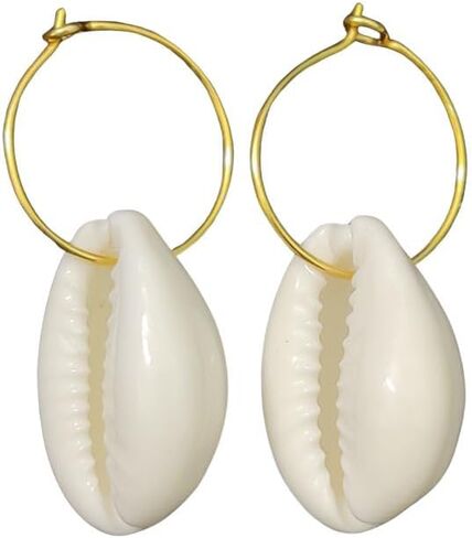 Cowrie shell earrings for women, 925 Sterling Silver hoop earrings with cowrie Shell, Silver cowrie hoops, Cowrie earrings, Hoop earrings, Summer earrings, Gift for her in Saudi Arabia