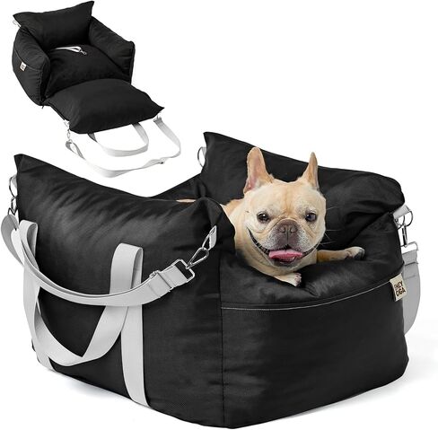 EHEYCIGA Adjustable Dog Car Seat for Small Dogs, Shredded Memory Foam Filling Dog Booster Car Seat for Dogs and Cats Up to 25 lbs, Pet Travel Carrier with Storage Pockets and Durable Belts, Grey in Saudi Arabia