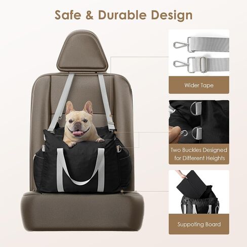 EHEYCIGA Adjustable Dog Car Seat for Small Dogs, Shredded Memory Foam Filling Dog Booster Car Seat for Dogs and Cats Up to 25 lbs, Pet Travel Carrier with Storage Pockets and Durable Belts, Grey in Saudi Arabia