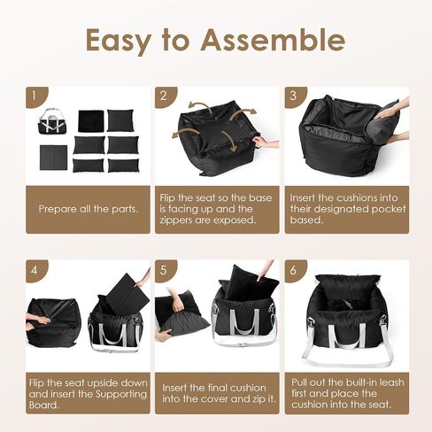 EHEYCIGA Adjustable Dog Car Seat for Small Dogs, Shredded Memory Foam Filling Dog Booster Car Seat for Dogs and Cats Up to 25 lbs, Pet Travel Carrier with Storage Pockets and Durable Belts, Grey in Saudi Arabia