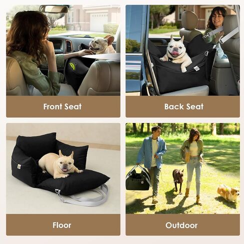 EHEYCIGA Adjustable Dog Car Seat for Small Dogs, Shredded Memory Foam Filling Dog Booster Car Seat for Dogs and Cats Up to 25 lbs, Pet Travel Carrier with Storage Pockets and Durable Belts, Grey in Saudi Arabia