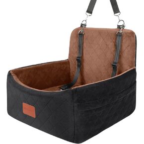 Dog Car Seat for Small/Medium Dogs,Fully Detachable and Washable Car Seat for Dogs,Comfy and Safety Pet Car Seat with 2 Clip-On Safety Leashes,Easy to Install(Grey, Small)