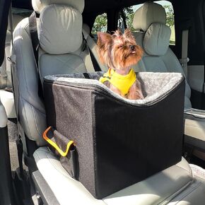 JJRING Dog Car Seat for Small Dogs, Pet Booster Seat, Elevated Dog Car Seat, Washable and Detachable Puppy Car Seat, Black