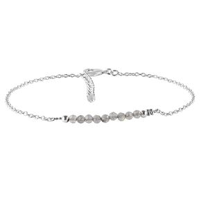 Moonstone Ankle Bracelet for Women Jewelry, Natural Birthstone, Gemstone Beads, Handmade Dainty Anklet 9"+1.25" inch, 3mm Rounds, Chakra Energy Crystals, Silver Plated Chain