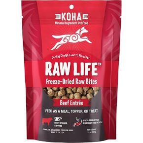 Raw Life Freeze-Dried Raw Bites Beef for Dogs, High Protein Meal, Topper, and Treat for Picky Eaters, 14oz Bag