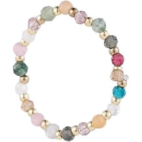 Boho Crystal Bead Stretch Ring Beaded Stackable Ring Gemstone Bead Elastic Finger Ring Rainbow Bead Elastic Ring Handmade Stacking Ring Jewelry for Women and Girls Gifts (Style:A) in Kuwait