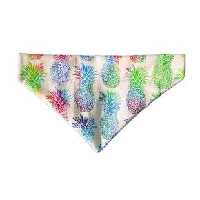 Rainbow Pineapple Over the Collar Dog Bandana That Slips onto Their Existing Collar Size Extra Large
