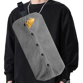 Bearded Dragon Carrier - Adjustable Soft Bearded Dragon Travel Sling Reptile Carrier Chest Bag for Lizard Snake Hedgehog Gecko Small Animals Outdoor Walking Accessories (XL,Grey)