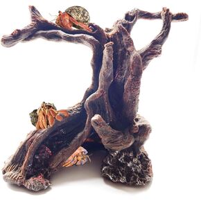 Hermit Crab Climbing Toys Aquarium Decorations Artificial Tree Trunk Ornaments Betta Fish Hideout Caves Reptile Habitat Decor Accessories for Leopards Geckos Lizards