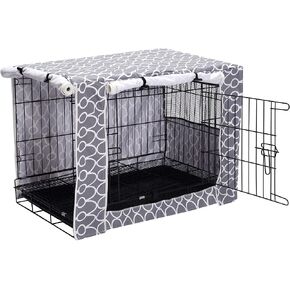 Dog Crate Cover Kennel Dogs Covers fits Small Medium Large crates cage Heavy Nylon Waterproof soundproof Indoor Outdoor - Cover only - Grey - 48 inch