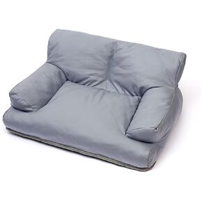 Pet Sofa Bed, Vintage Cat Puppy Faux Leather Couch with Non-Slip Bottom for Cats or Small Medium Dog Chair (Grey, Large)