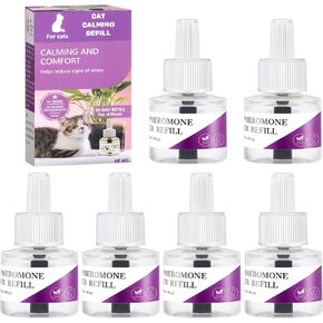 Cat Pheromones Calming Diffuser Refill, 6 Pack Cat Calming Diffuser Refills Kit, Relieve Anxiety Stress 180 Days for Cats Calm, 48ml Fit All Common Diffusers Plug in in Kuwait