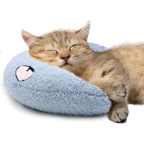 ucho Pillow for Cats, Soft Fluffy Cat Neck Pillow, U-Shaped Pillow for Pet, Pet Calming Toy Half Donut Cuddler for Joint Relief Sleeping Improve Machine Washable (Blue)