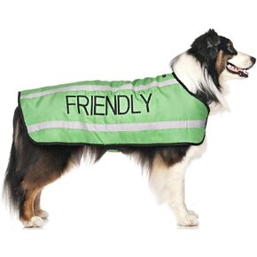 Limited Friendly Green Warm Dog Coats S-M M-L L-XL Waterproof Reflective Fleece Lined (Known as Friendly) Prevents Accidents by Warning Others of Your Dog in Advance (L-XL Back 23" (59cm)