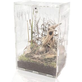 12x8x6 inch Magnetic Acrylic Reptile Case, Vertical Transparent Tarantula Enclosure Tank, Micro Habitat Terrariums Suitable for Insect, Spiders, Crickets, Snails, Hermit Crabs, Lizards, Frogs