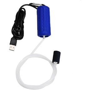 Aquarium Air Pump Mini USB Fish Tank Oxygen Air Pump Portable Ultra Silent Air Aerator Pump Energy Saving Oxygen Bubbler with Air Stone and Single Outlet Silicone Tube 1W