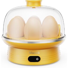 Rapid Egg Cooker, 7 Egg Capacity Rapid Egg Cooker for Hard Boild Eggs, Medium, Soft, Poached, Steamed Eggs, Electric Egg Boiler with Auto Shut Off, Alarm, Lemon Yellow