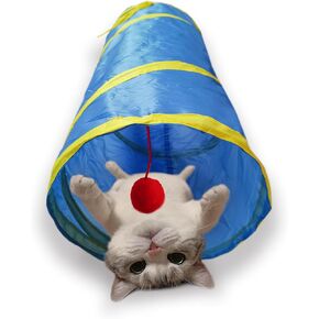 Cat Tunnel Tube Toys，Tunnels for Indoor Cats, 2 Way Collapsible Interactive Toy with Balls for Rabbits, Kittens, Ferrets, Puppy