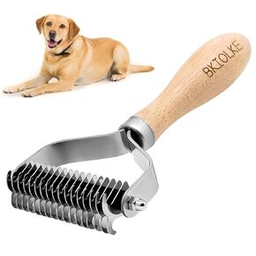 Pet Dematting Comb, Deshedding Brush for Dogs & Cats, Undercoat Rake for Dogs with Stainless Steel Blades, Dog Comb for Matted Hair, Easy to Use Deshedder Brush for Dogs