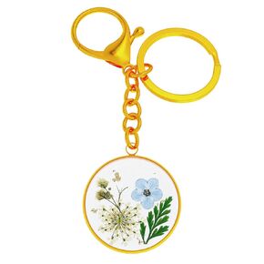 Pressed Flower Keychain Personalized Forget-Me-Not and Queen Anne's Lace Pressed Wildflower Keychain Alaska State Flower Keychain Real Flower Keychain