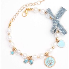Fashion Pet Necklace Cat Pearl Crown Collar Accessories Ornaments Pet Cat Teddy Collar Pearl Jewelry Collar