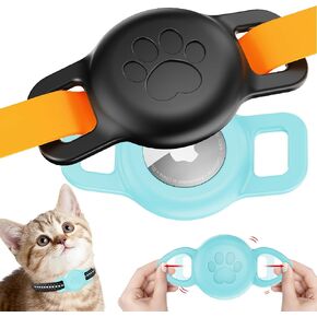 Reflective Airtag Cat Collar, Breakaway Cat Airtag Collar with Escape Buckle, Lightweight Cat Collar with Luminous Apple Air Tag Holder, Hidden GPS Tracker Holder for Cats, Kittens (Black, S) in Saudi Arabia