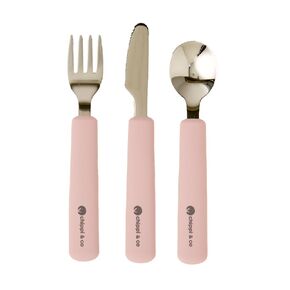 Chippi & Co Self Feeding Toddler Spoons And Forks 18+ Months, Silicone & Stainless Steel Utensils, Metal Baby Cutlery Set, Tenedores Cubiertos Para Niños, Training Spoons For Kids 1 2 Year Old (SET 3)