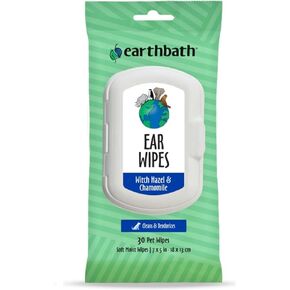 earthbath, Dog Ear Wipes - Gentle Dog Ear Cleaner, Best Pet Wipes for Dogs & Cats, Made in USA, Cruelty-Free Dog Wipes, Keep Your Pet's Ears Naturally Clear & Infection Free - 25 Count (1 Pack)