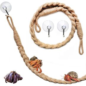 2 Pack 25.6" Hermit Crab Climbing Toys, Hanging Hermit Crab Rope Ladder, Hermit Crab Supplies, Reptile Vines Toys, Reptile Tank Terrarium Accessories, Habitat Decor for Leopard
