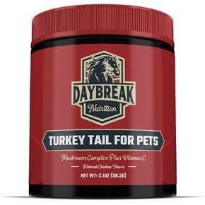 Turkey Tail for Dogs and Cats by Daybreak Nutrition | Premium Blend of Turkey Tail, Shiitake, & Reishi Mushrooms | Immunity Supplement for Pets | Provide an Immunity Boost for Dogs and Cats | 2.1 oz