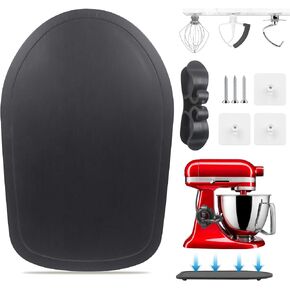 Sliding Mat for Kitchen aid 4.5-5 Qt Stand Mixer with 1Pc Cord Organizer and 3Pcs Attachment Holder for Kitchen Appliance Slider Counter, Moving Tray (Bamboo, Natural)