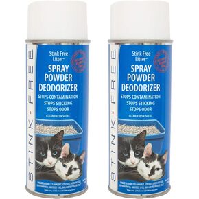 Cat Litter Box Deodorizer Powder Spray & Odor Eliminator (2 Cans) - Non-Stick Kitty Litter Box Deodorizer, Eliminators, Absorber & Freshner